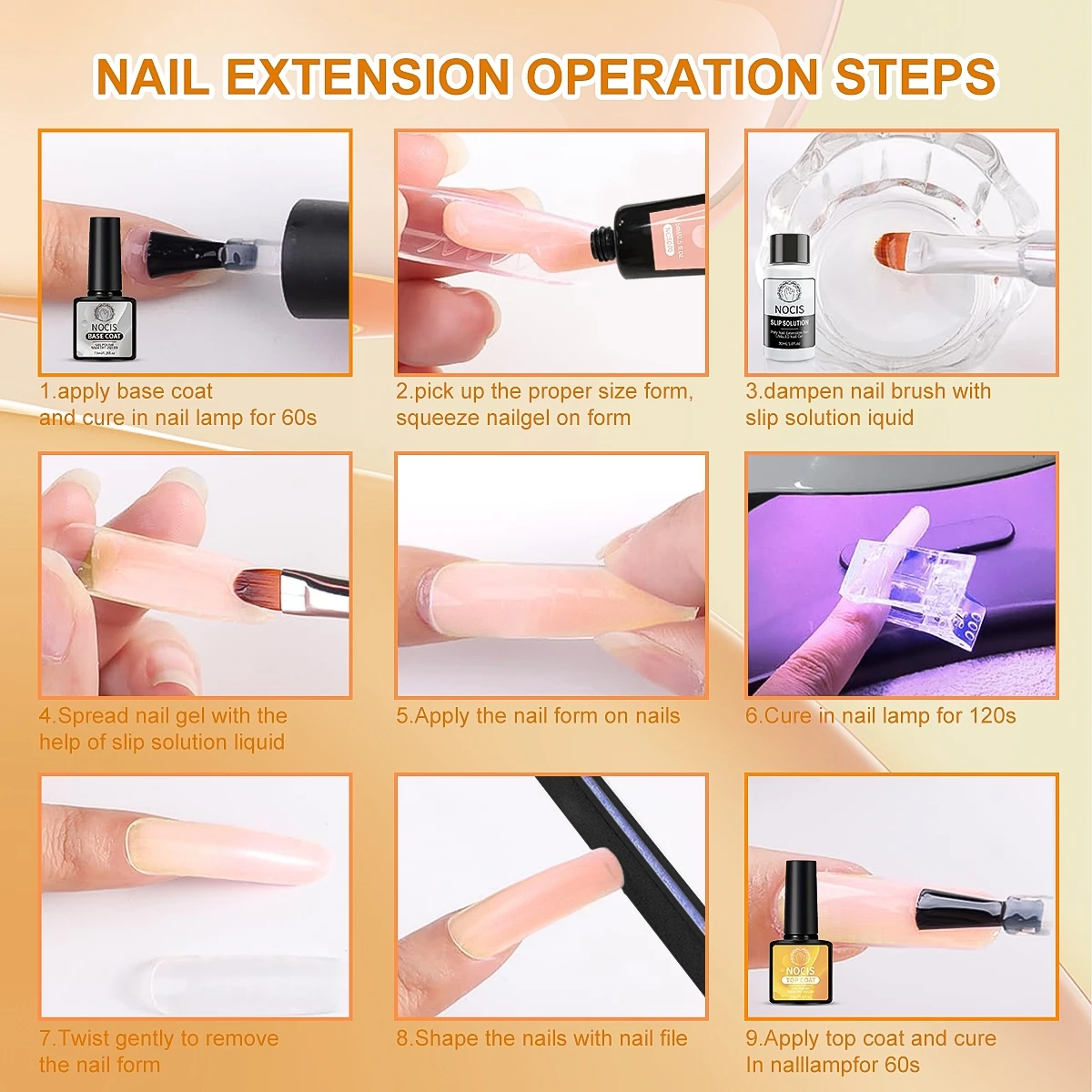 NOCIS 4-Color Poly Gel Nail Extension Kit - Strong & Durable Builder Gel with Compact UV Nail Lamp - Achieve Salon-like Results gallery 5