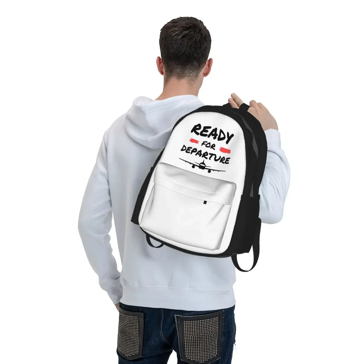Airplane Aircraft Ready For Departure Student Backpack School Bag Hiking Travel Daypack for Men Women Bookbag Shoulder Bags