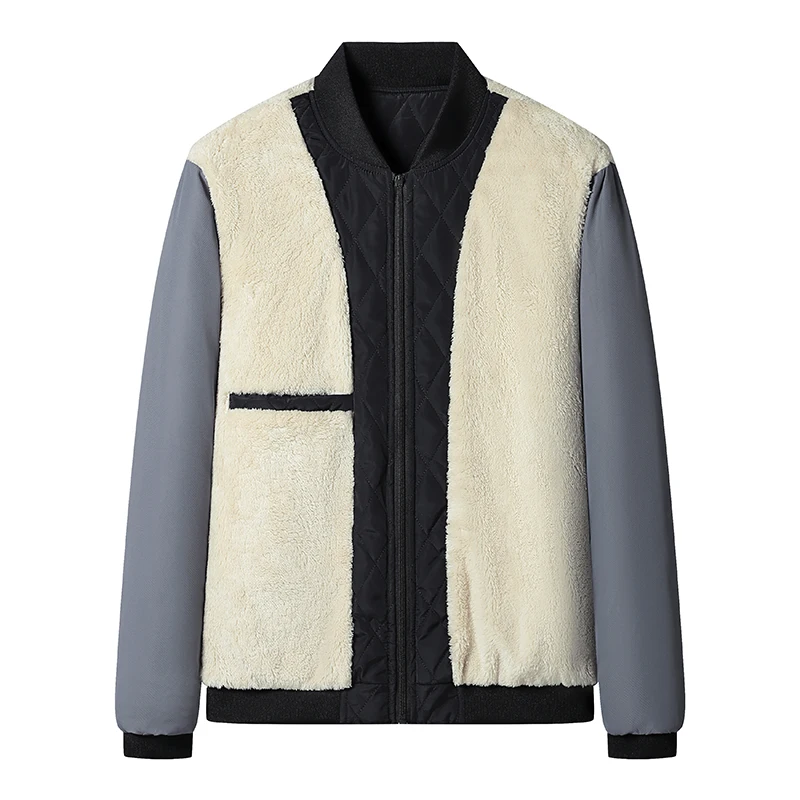 Men's Winter Vintage Parka Jacket Thickened Stand-Up Collar Baseball Suit Jacket Quilted Coat Men Diamond Pattern Cotton Parkas