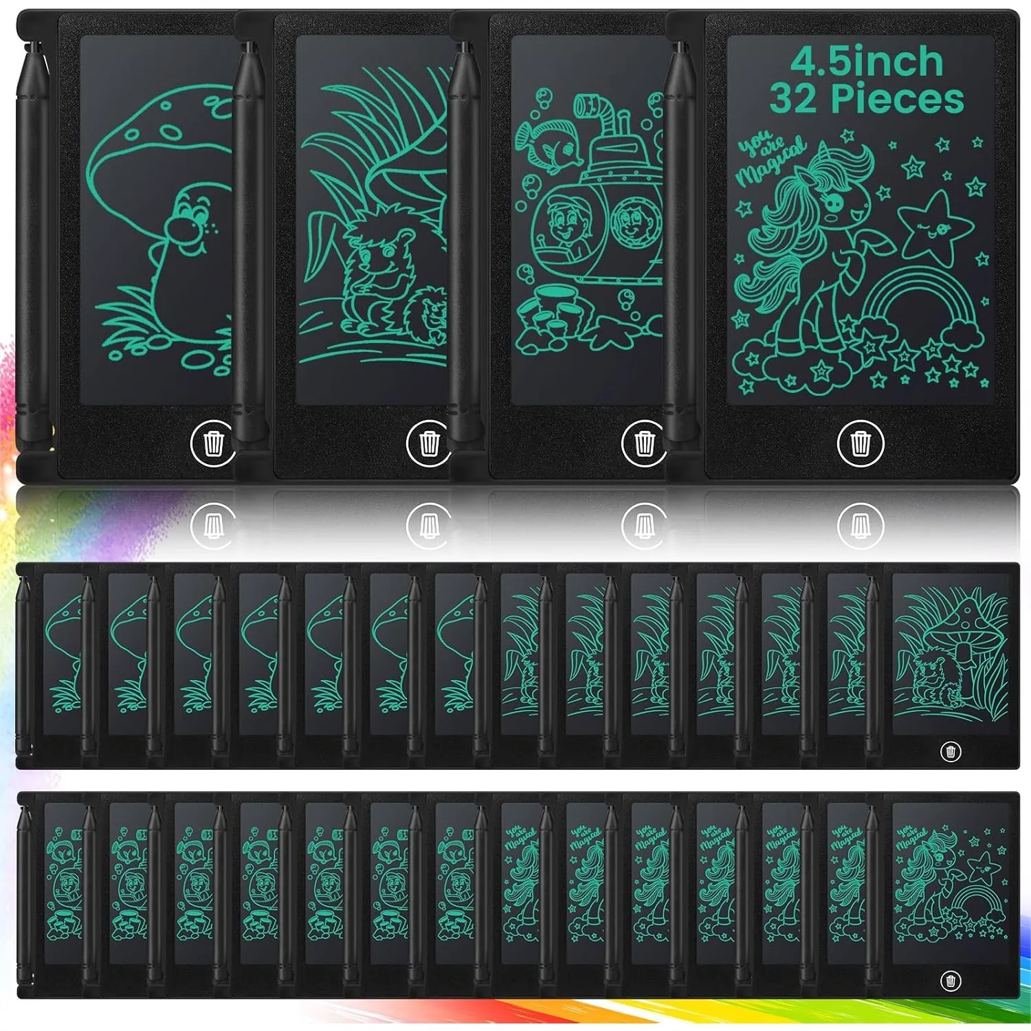 

32 Pcs Mini LCD Writing Tablet 4.5 Inch Educational Drawing Pad for Kids Reusable Erasable Learning Toy for Classroom Party