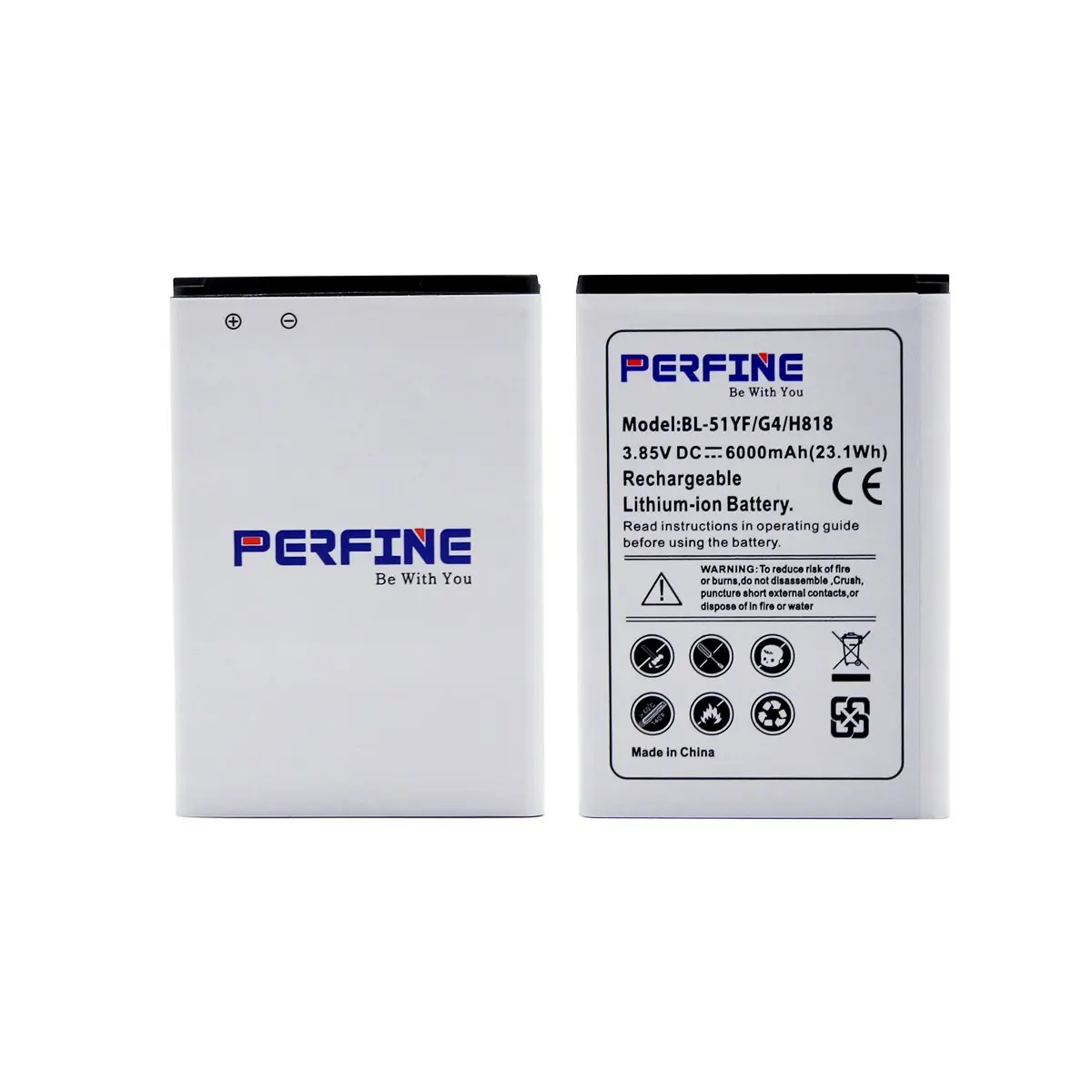 Perfine BL-51YF Extended Battery 6000mAh with Back Lid TPU Case For LG G4 H818