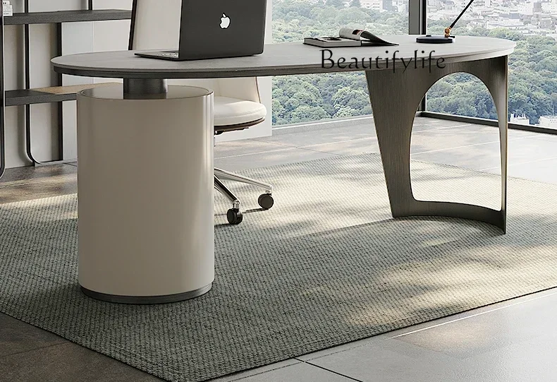 

mesa para escritório Italian minimalist bright rock slab desk household writing desk light luxury designer computer integrated