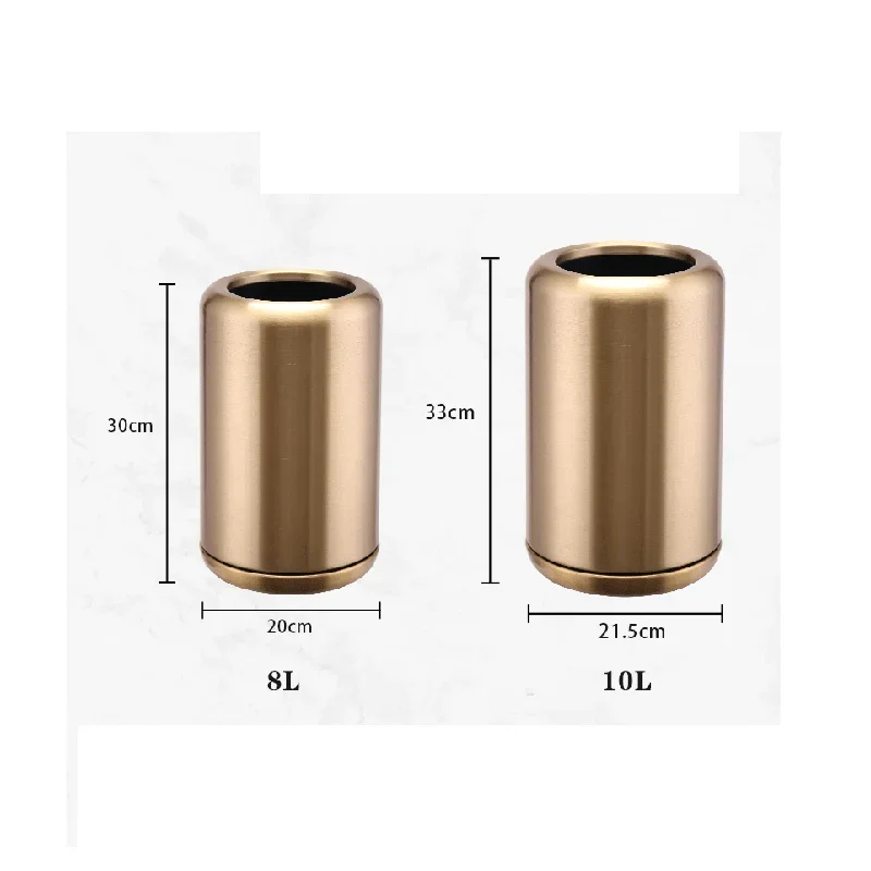 Gold Kitchen Trash Bin Recycling Office Metal Aesthetic Waste Bin Stainless Steel Big Luxury Cubo De Basura Cleaning Tools Gift