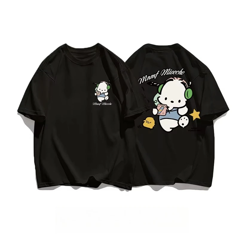 العصرية سانريو Pochacco المشتركة تي شيرت 2025 صيف جديد المرأة حجم كبير تي شيرت فضفاض عادية تنوعا قصيرة الأكمام