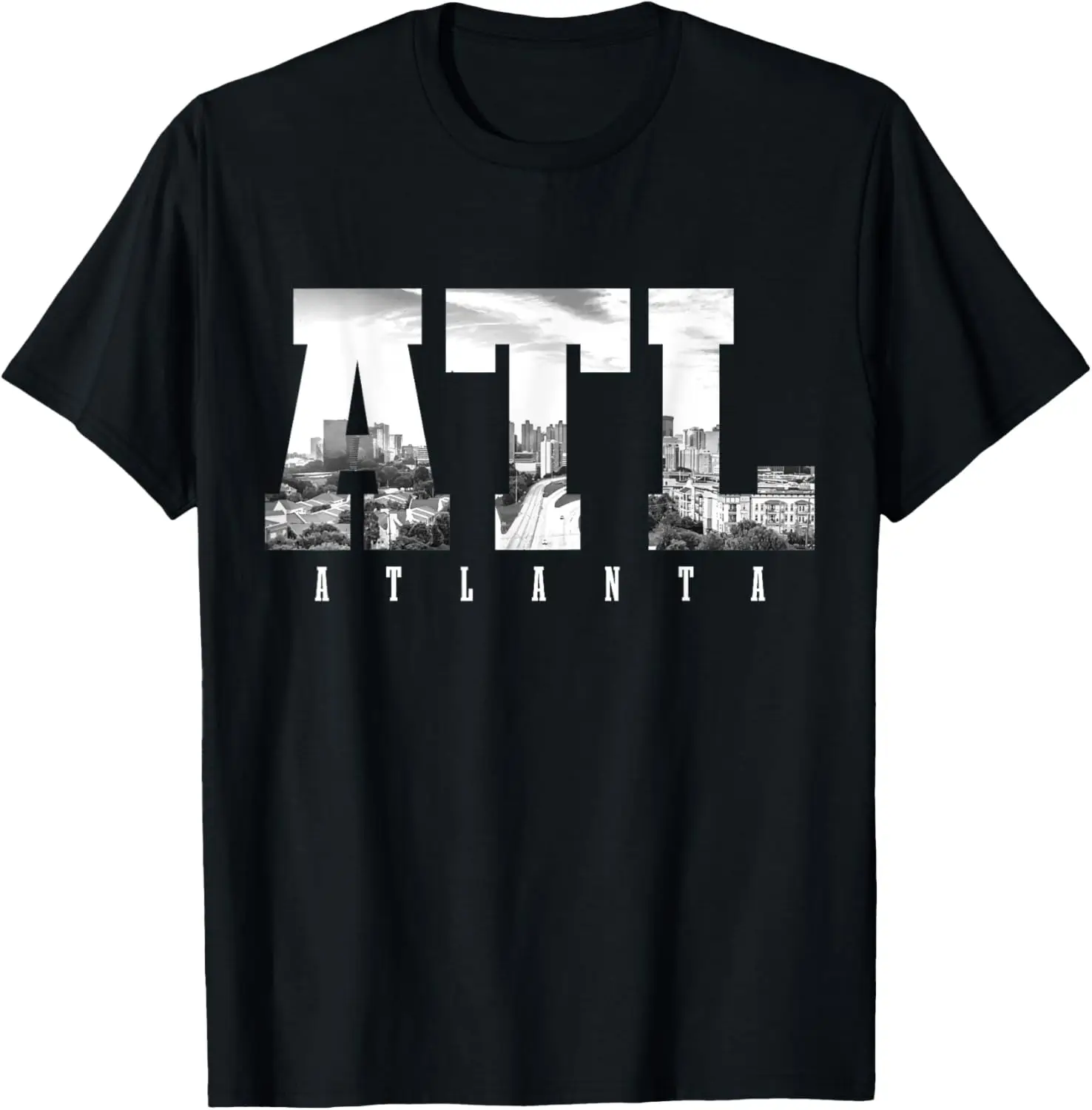 ATL Atlanta Skyline Pride Black & White Vintage Georgia T-Shirt