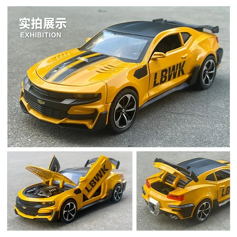 

1: 24 Bumblebee Camaro spray Alloy Acousto Optic Return Sports Car Model Gift