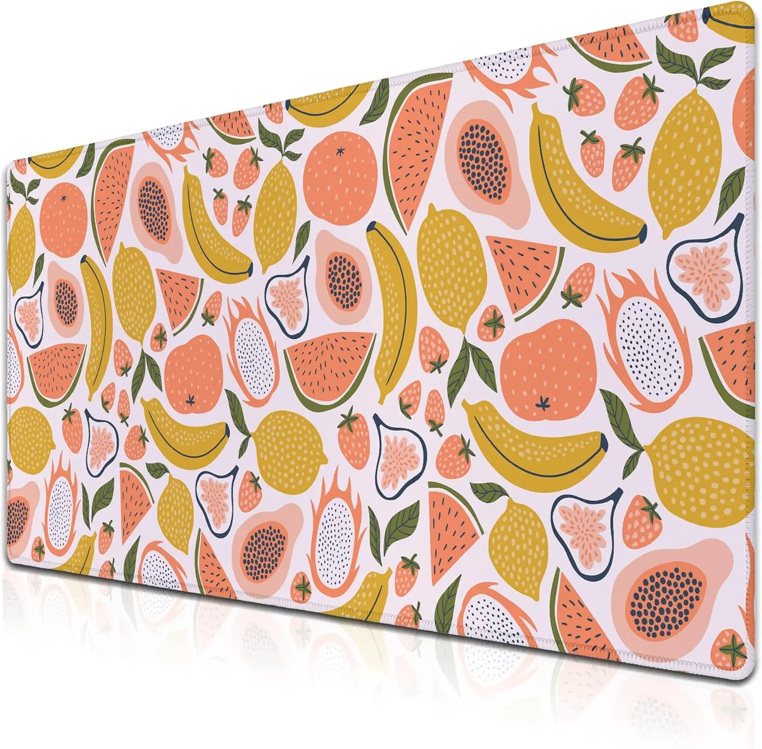 Bright Summer Cartoon Fruits Desk Mat – XXL Waterproof Gaming Mouse Pad with Stitched Edges & Non-Slip Base