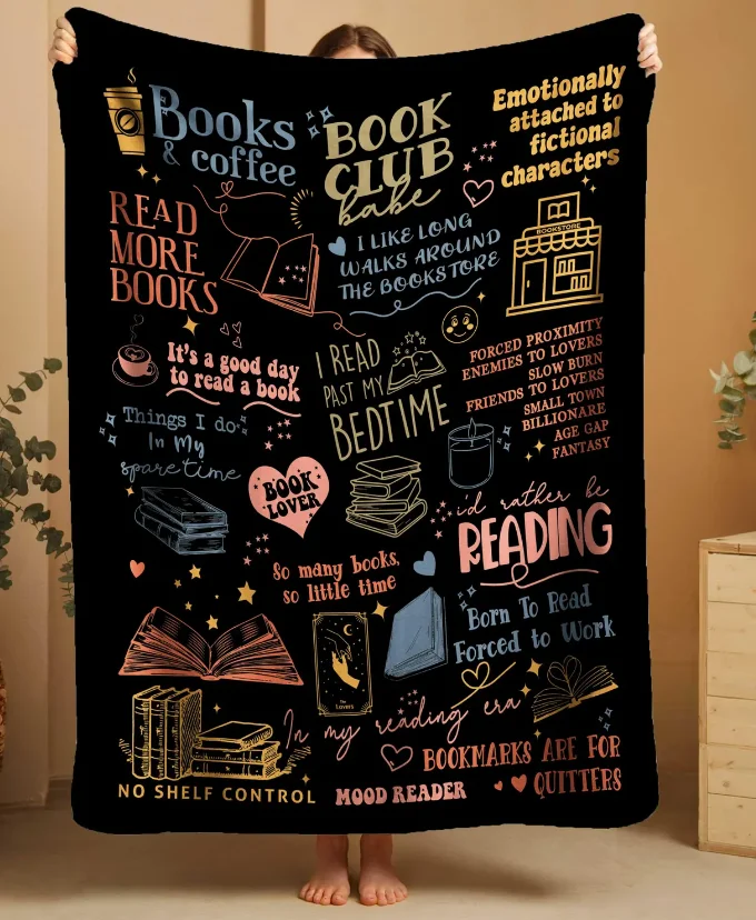 Cozy Reading Blanket for Book Lovers, Christmas Gift, Hot Girls Read Books gift, Book Readers Gift, reading blanket for girls