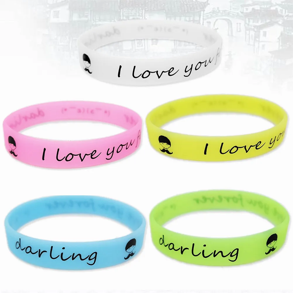 25Pcs Night Glow Wristbands Silicone Mixed Colors Soft Comfortable Fitness Sports School Bracelets Silicone Wristbands