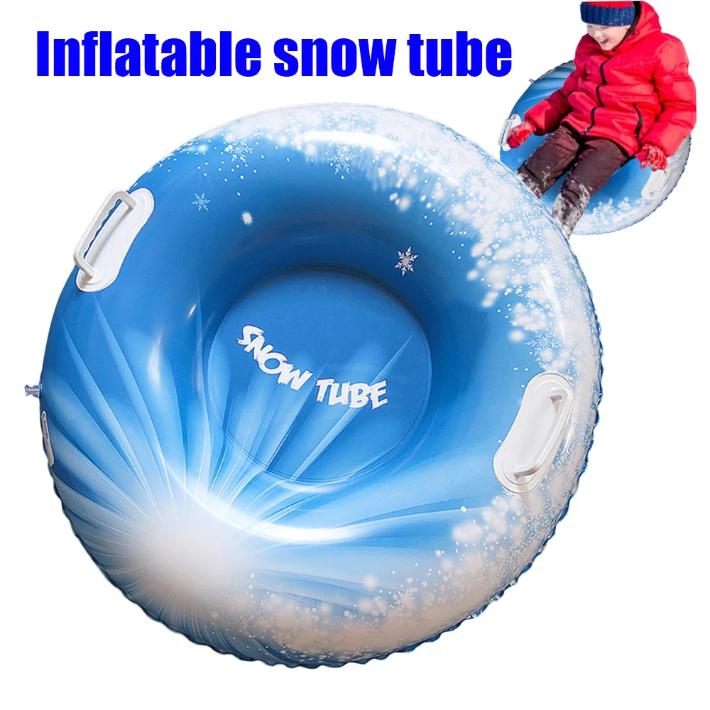 

Adult Inflatable Snow Tube Thickened Heavy Duty Hard Bottom Snow Sled With Handles Winter Outdoor Sports Equipment For Family