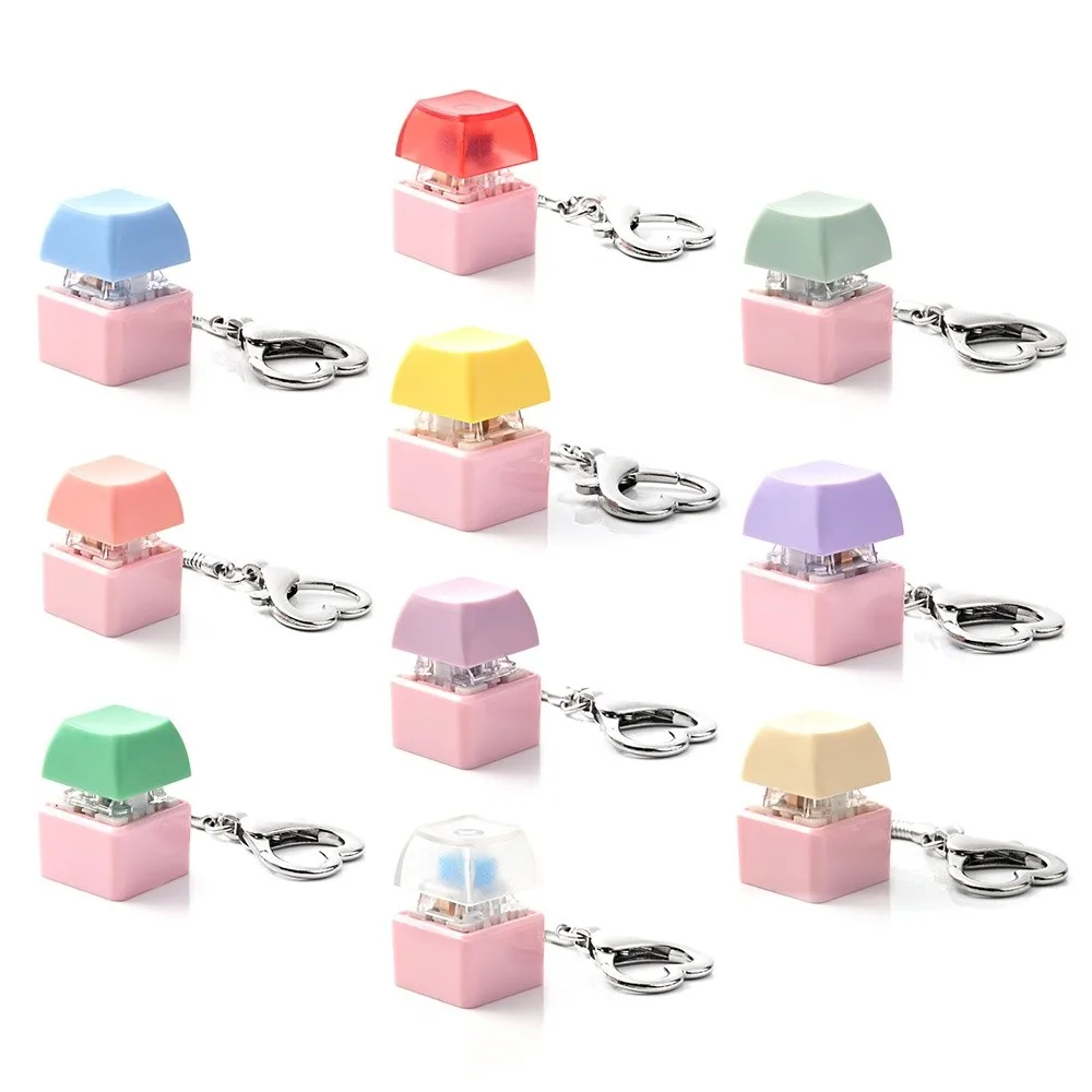 New DIY Keyboard Fidget Keychain Without Light Keycap Finger Keyboard Caps Pass The Time Keys Button Clicker