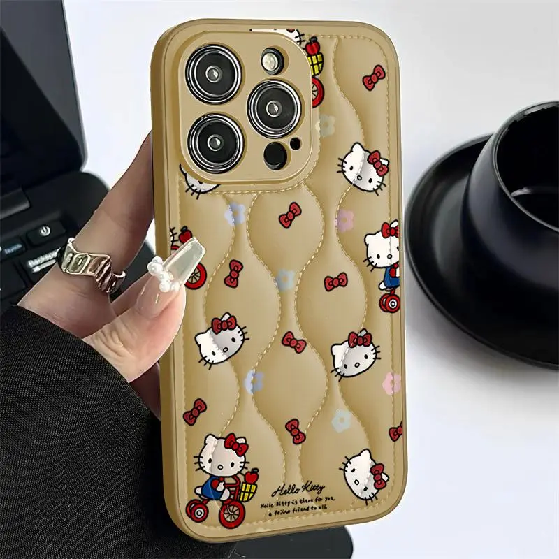 Cute Hello Kitty IPhone Case Kawaii Anime 15promax Cartoon 14 12 13 Xs KT Cat Printed Anti Drop Iphone 11 Pro Max Case Girl Gift