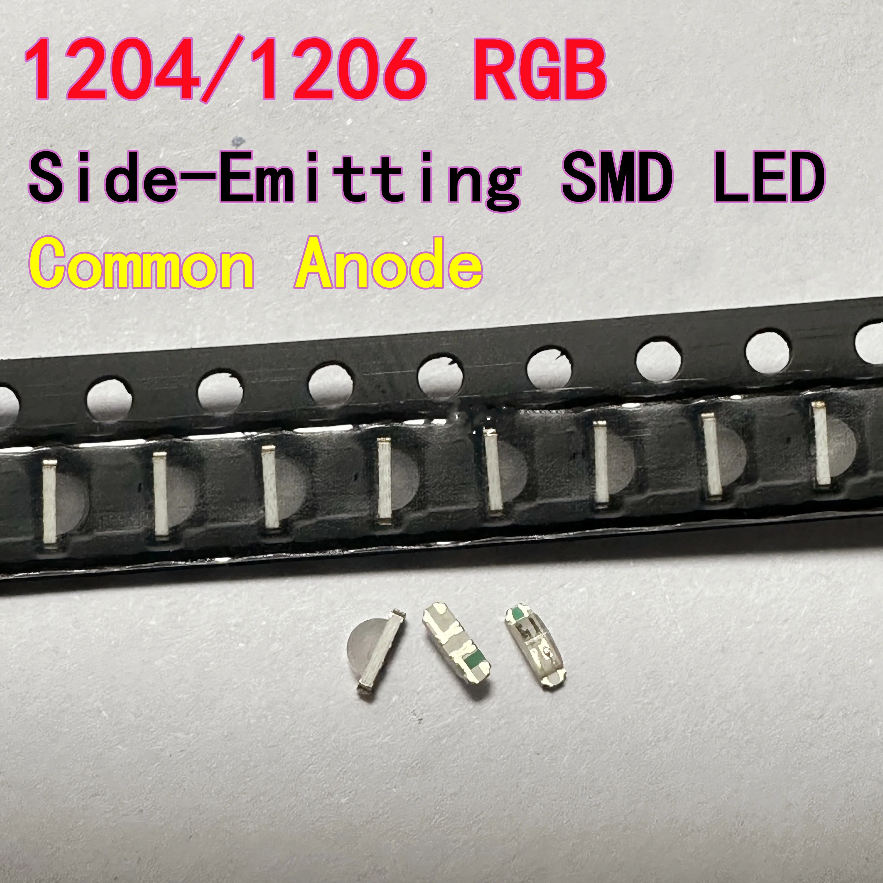 

100PCS 1204 RGB Common Anode Side-Emitting SMD LED Diode 1206 Side-Facing Full-Color Red-Green-Blue (RGB) Tri-Color LED Bead