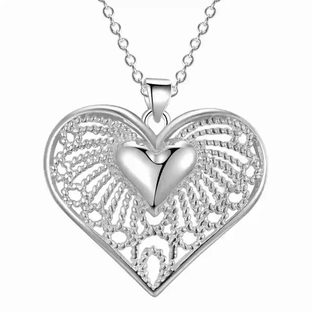 

Promotions Beautiful Fashion Elegant 925 Serling Silver Charm Heart for Women Girl Wedding Charms Pretty Lady Necklace Jewelry