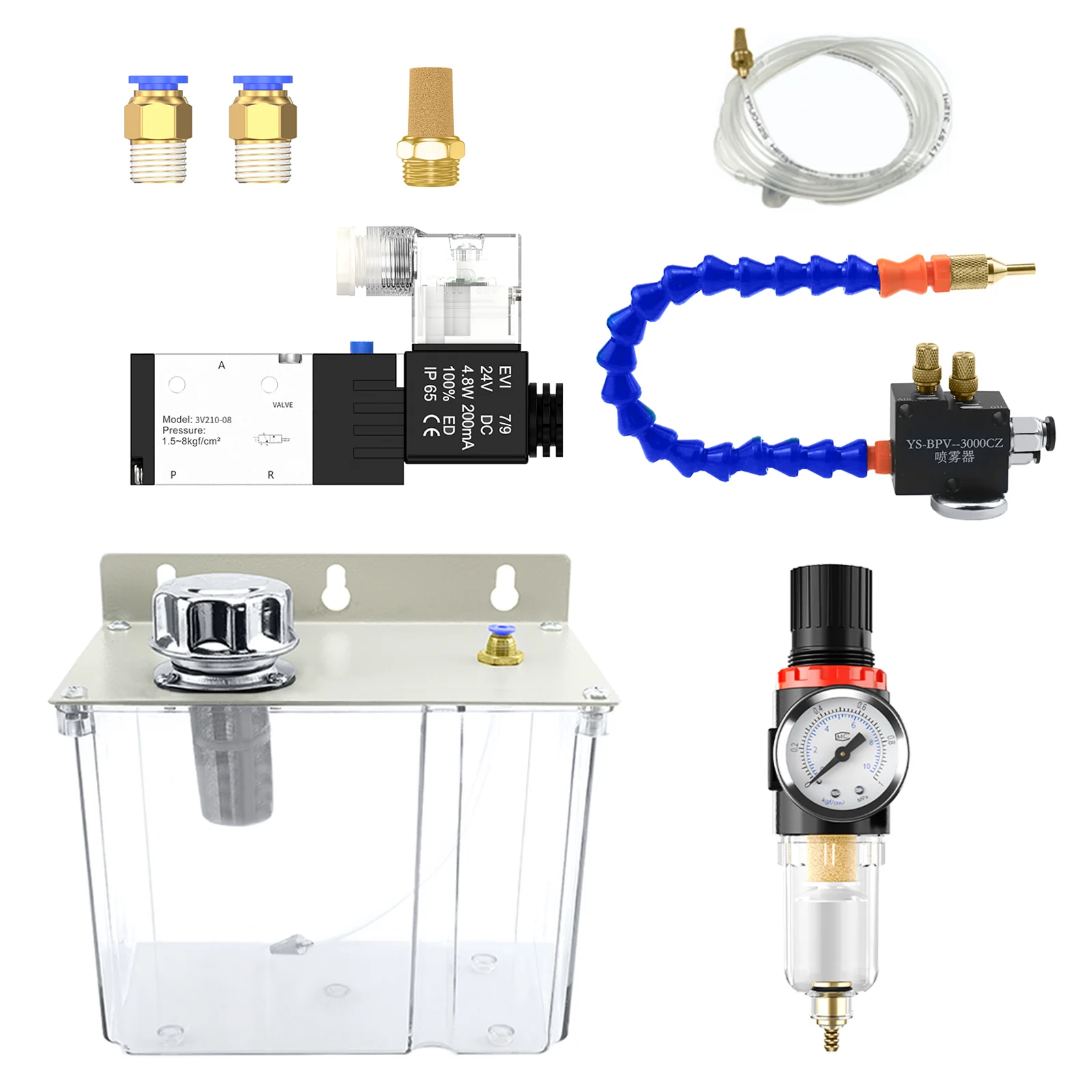 

Water Box 3L Lubrication Spray System Coolant Pump Mist Sprayer with 3V210-DC24V Filter Lathe Milling Drill Engraving Oil Tank