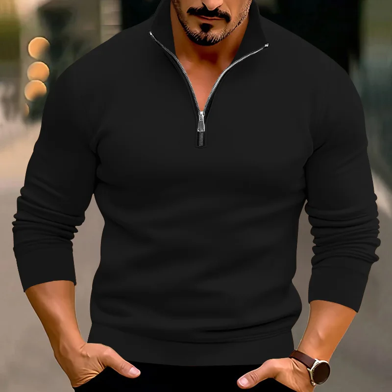 Winter Men's Fleece-Padded Warm Sweater From Europe And America With Trendy Zipper Design It Is The Best Choice For Outdoor Wear