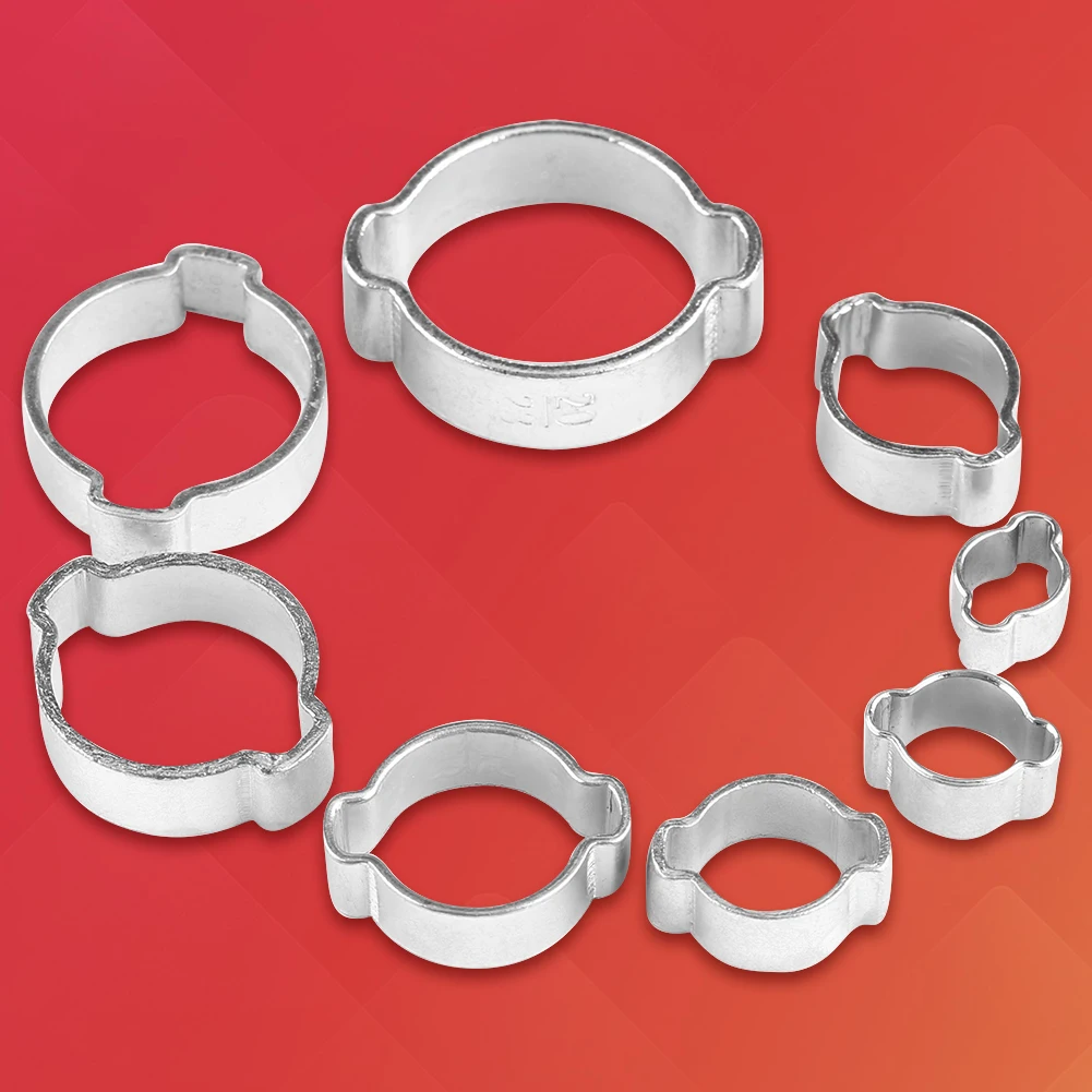 Zinc Plated Iron Galvanized Two Ear Hose Clamp 5‑23mm for Fule Petrol Pipe Tube Hose Clamp Tube Clip Hose Clip Pipe Clip