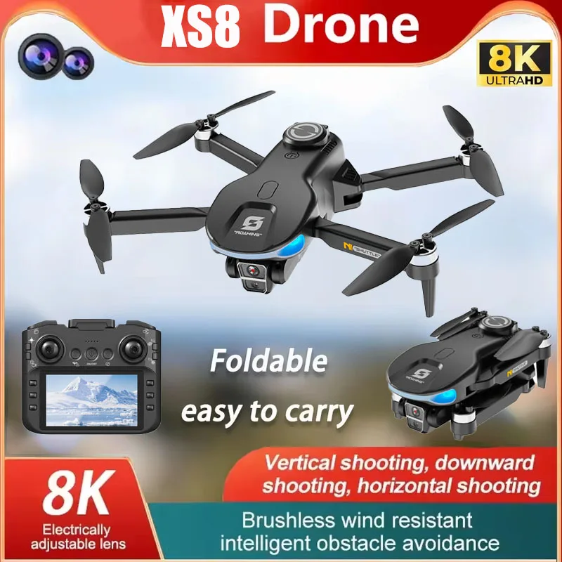 

XS8 FPV Drone 8K HD Camera RC Airplane Foldable Quadcopter with Brushless Motor & Obstacle Avoidance for Adult Kids RC Toy gift