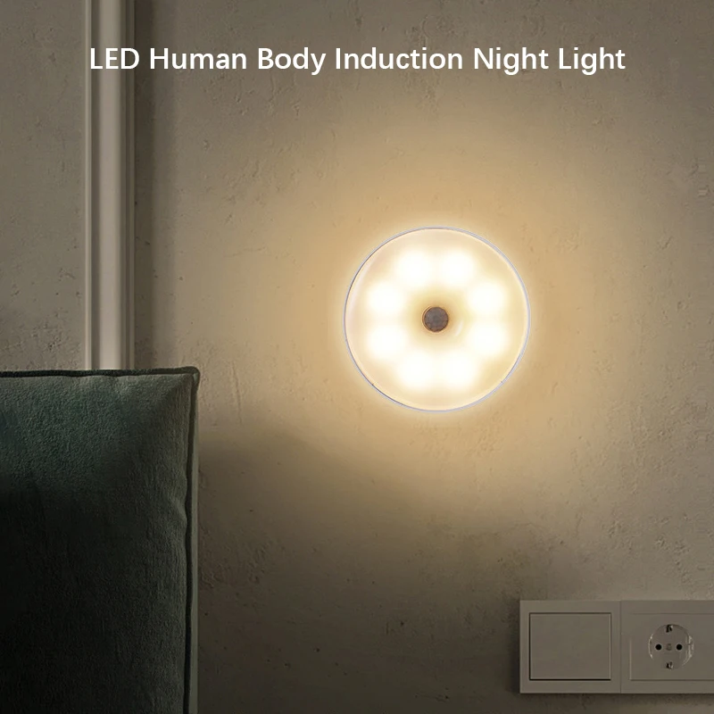 Motion Sensing Wall Lamp, Usb Rechargeable Led Night Light, Used For Wardrobe, Hallway, Bedside, Bathroom, Night Lighting