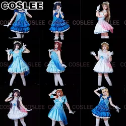 COSLEE LoveLive The Dreaming Gate Aqours Tojo Nozomi Nico Hanayo Maki Cosplay Costume All Members Blue Yarn Style Singing Dress