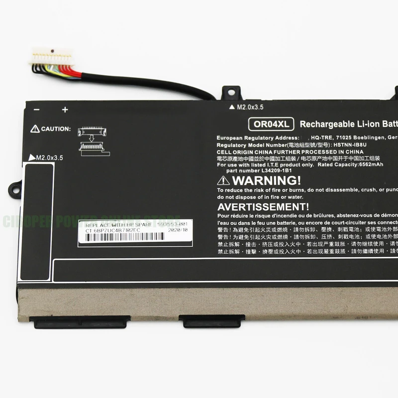 CP Laptop Battery OR04XL 7.7V/53.2WH/6562mAh For ZHAN X13 G2 X360 830 G6 HSTNN-IB8U HSTNN-DB9C L34449-005 L34209-1B1 L34209-2B1