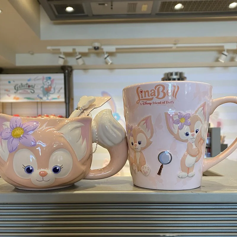 Disney Lingerie Belle Cartoon Three-Dimensional Ceramic Cup With Spoon Mug Cartoon Design Large Capacity Drinking Water Cup