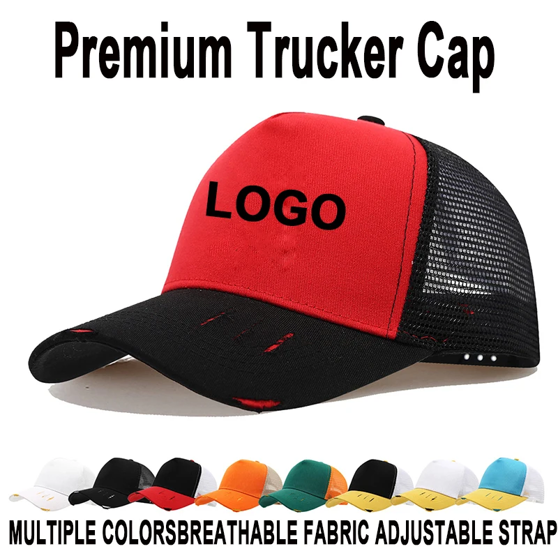 Customizable Trucker Hat 5 Panel Mesh Baseball Cap Adjustable Snapback Sun Hats for Men Women