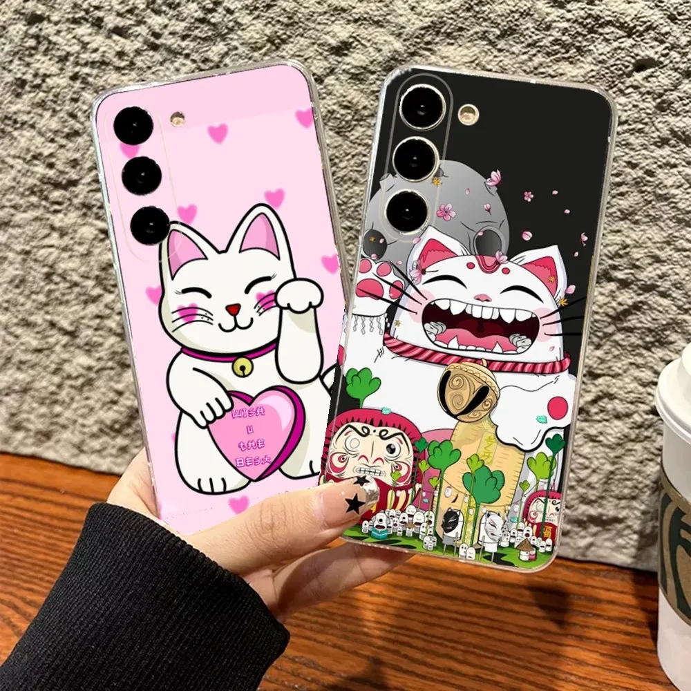 

Maneki Neko Lucky Money Cat Phone Case Silicone Case For SamsungS30,S23,S21,S22,S20 Ultra,S20 FE lite,S10,S9,S8 PIus Cover Clear