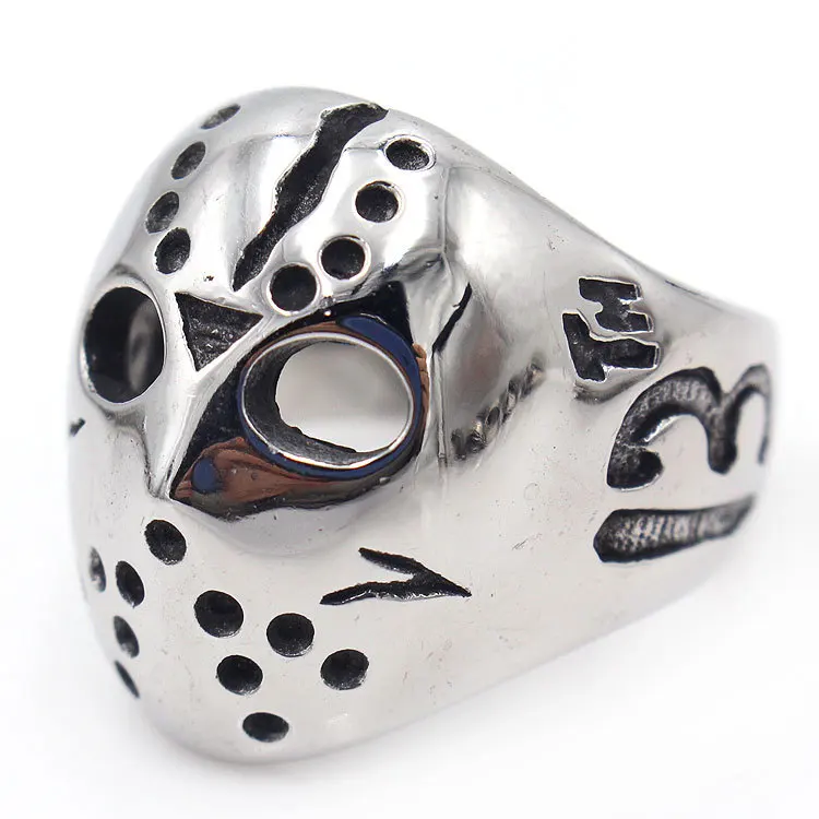 

Bxzyrt Vintage Men's Titanium Steel Ring 2021 Fashion 316L Stainless Steel Mask Man Punk Rings Dropshipping Big Size #7-#15