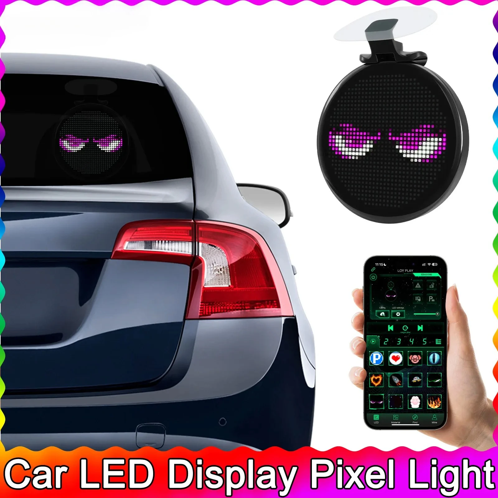 

Funny Rear Windshield Display Pixel Art Display APP Window Sign LED Display Screen Programmable Lamp CarInterior Accessories
