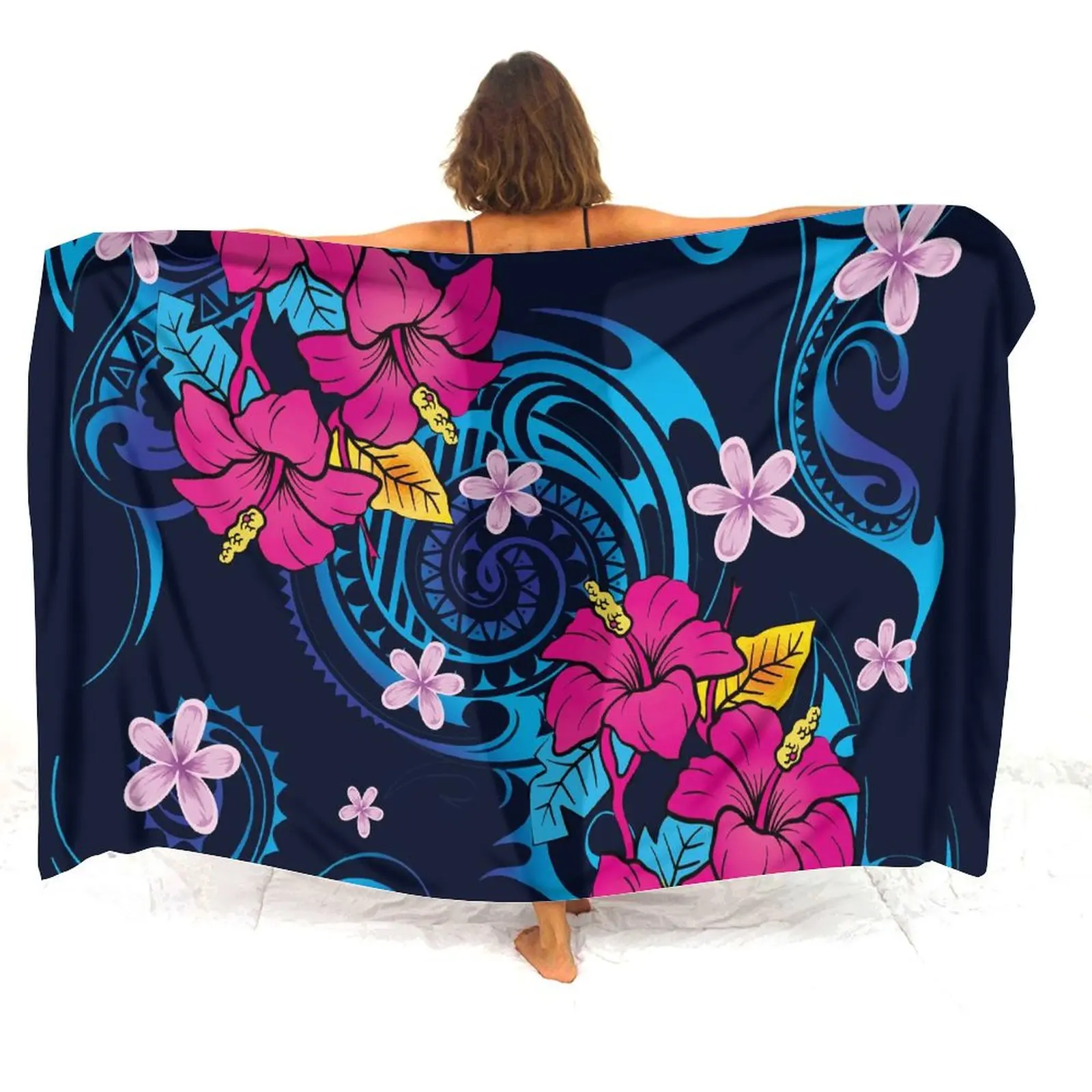 Beach Getaway Soft And Comfortable Sarong Hawaiian Fashion Beach Bikini Jacket Sarong Custom Polynesian Art Print Floral Custom