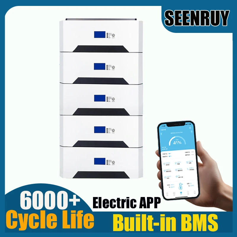 SEENRUY 48V 50AH 100AH 150AH 200AH  300AH 400AH LIFEPO4 with BMS 100A 200A for Home Energy Storage System UPS Emergency Power