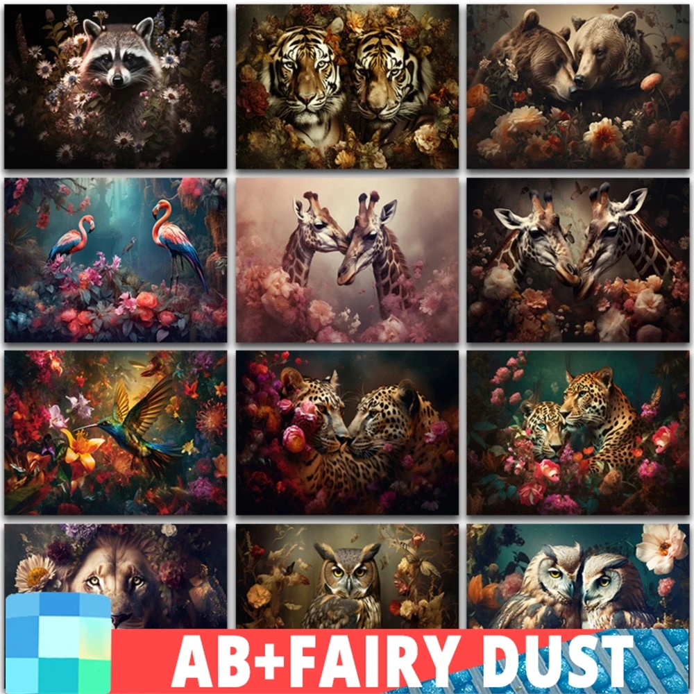 غبار خرافية أب 5D لوحة ماسية ، حيوان زهرة ، أسد ، زرافة ، بومة ، ديكور منزلي ، تطريز فسيفساء كامل ، غرزة متقاطعة ، تصنعها بنفسك