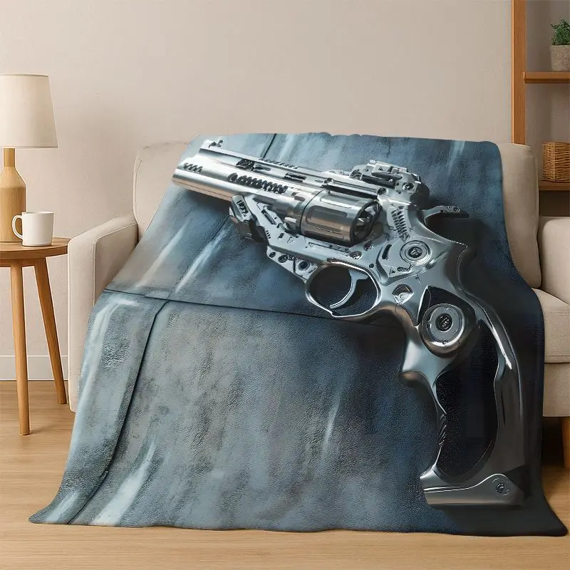 Gun Pistol Ammunition Bullet Cartridge Flannel Blanket Soft Warm Throw Blanket for Bedroom Living Room Bed Travel Camping Picnic