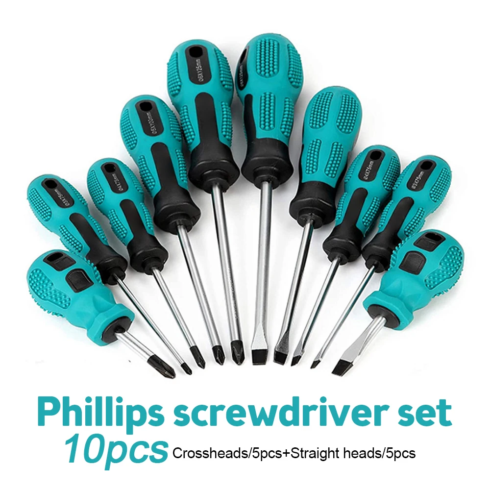 Insulated Screwdriver Set Slim-Tip Driver with Phillips Cabinet and Square Bits and a Magnetizer