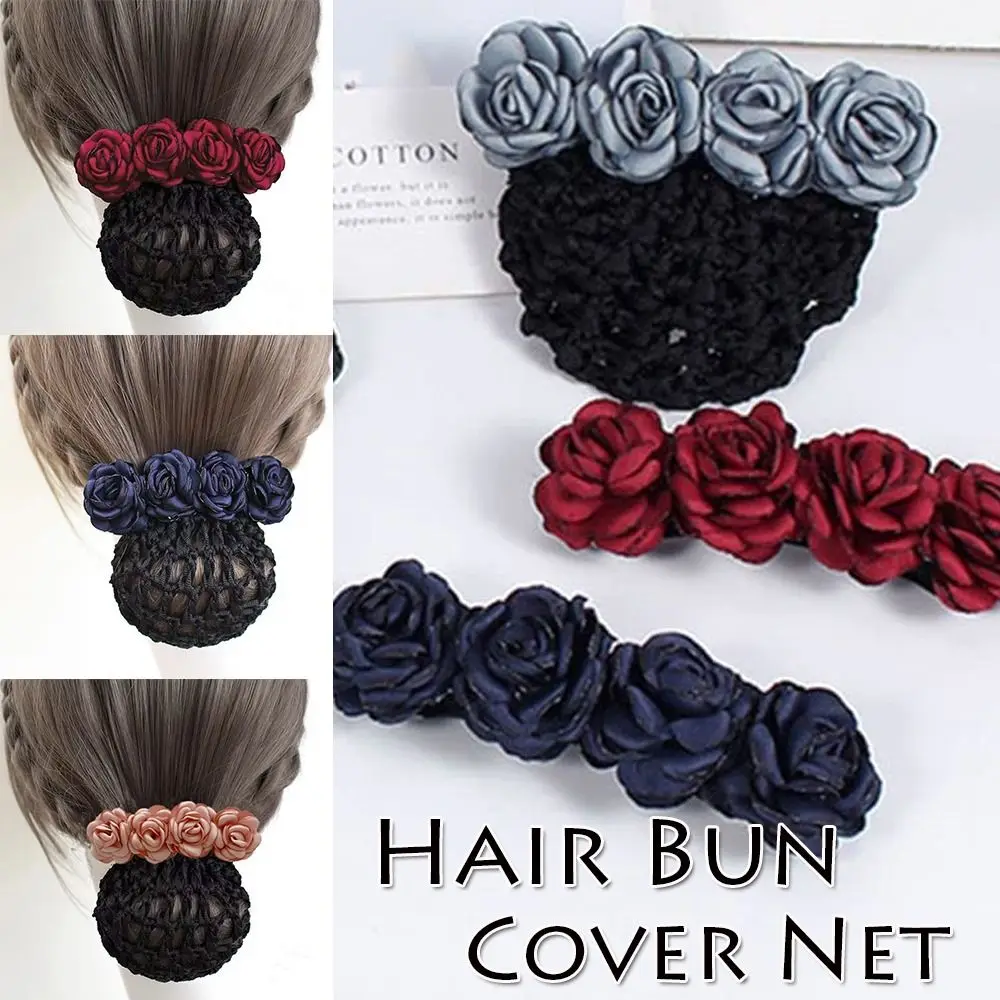 for Banks Hotels Staff Bow Bow French Hair Clip Flower Snood Hairnet Hair Bun Cover Net Women