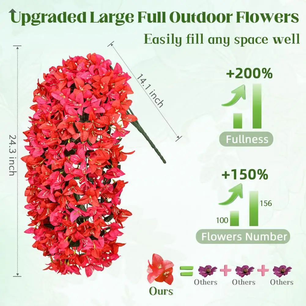 زهرة صناعية واقعية مقاومة للأشعة فوق البنفسجية زهور معلقة من Bougainvillea لتزيين حفلات الزفاف في الأماكن المغلقة والخارجية #1