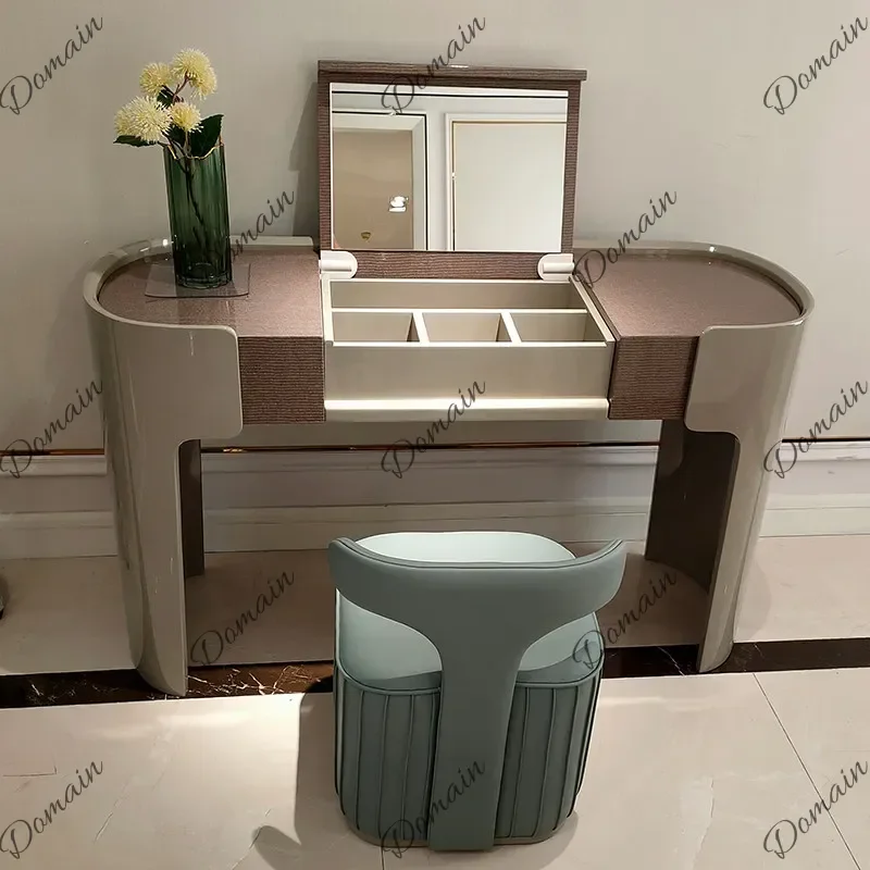 Modern style Gothic Luxury Dressing Table Storage Europe Clothing Black Dressing Table White Mirror Coiffeuse De Chambre Organiz