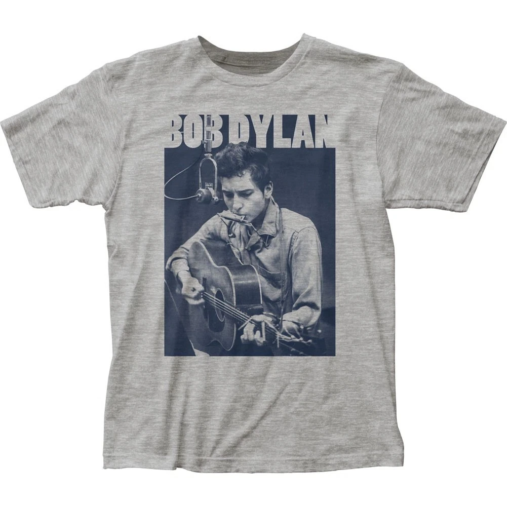 

Bob Dylan Harmonica T Shirt Mens Rock and Roll Music Band Tee New Sport Grey Men's and women's same high-quality pure cotton