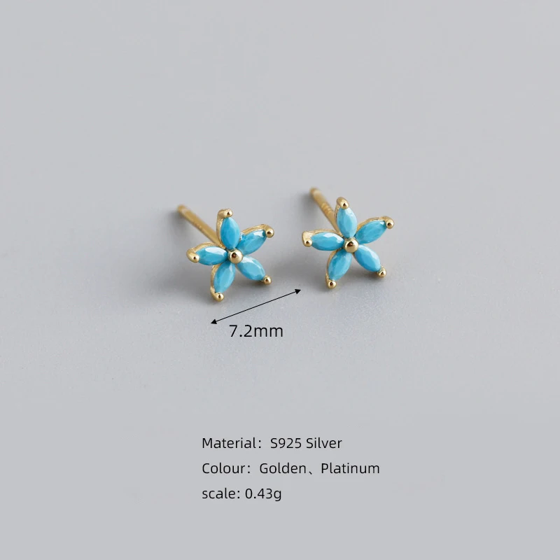 WOOZU 925 Sterling Silver Classic Green Zircon Cute Flower Stud Earrings for Women Party Unique High Quality Jewelry Accessories