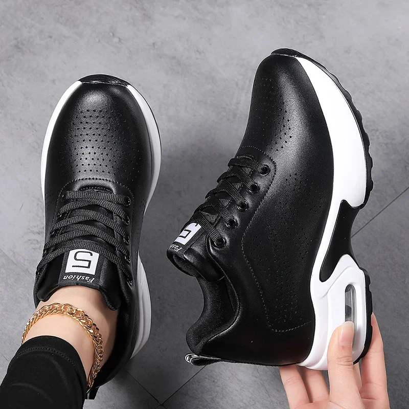 

Higher Quality Internal Increase 8cm Chunky Sneakers Women Cushioning Non-Slip Walking Shoes Ladies Four Seasons Chunky Shoes