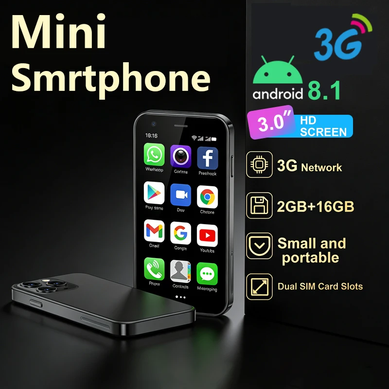 2026 new 3G mini smartphone, 3.0-inch HD screen, Android system, 2GB RAM, 16GB storage space, compact phone, more applications