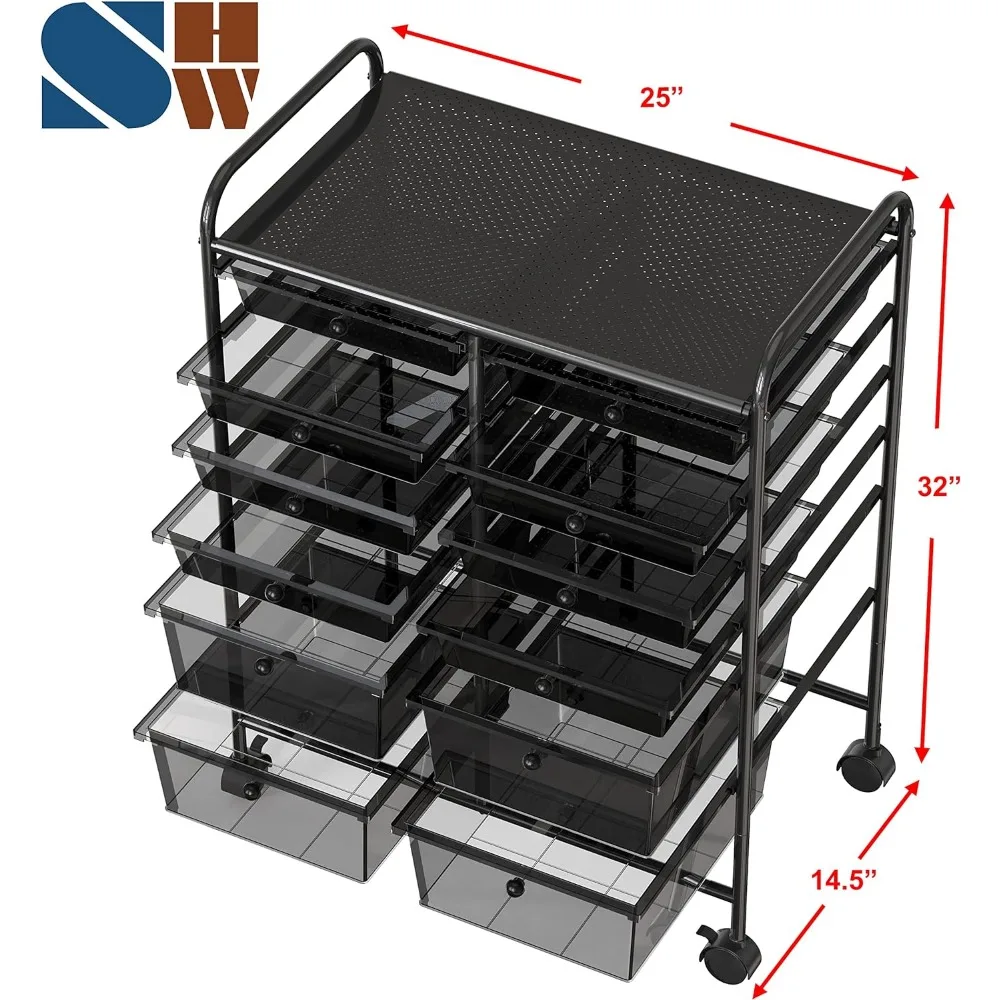 Imagem -06 - Rolling Storage Art Craft Organizador sobre Rodas Carrinho Utilitário com 12 Gavetas