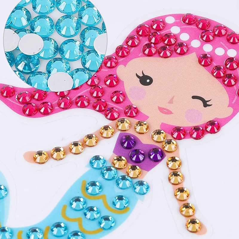 Mermaid Diamond Painting Stickers Kits DIY Double Side Big Gem 5D Keychain Arts Crafts Girls Dot Painting Kits for Beginners