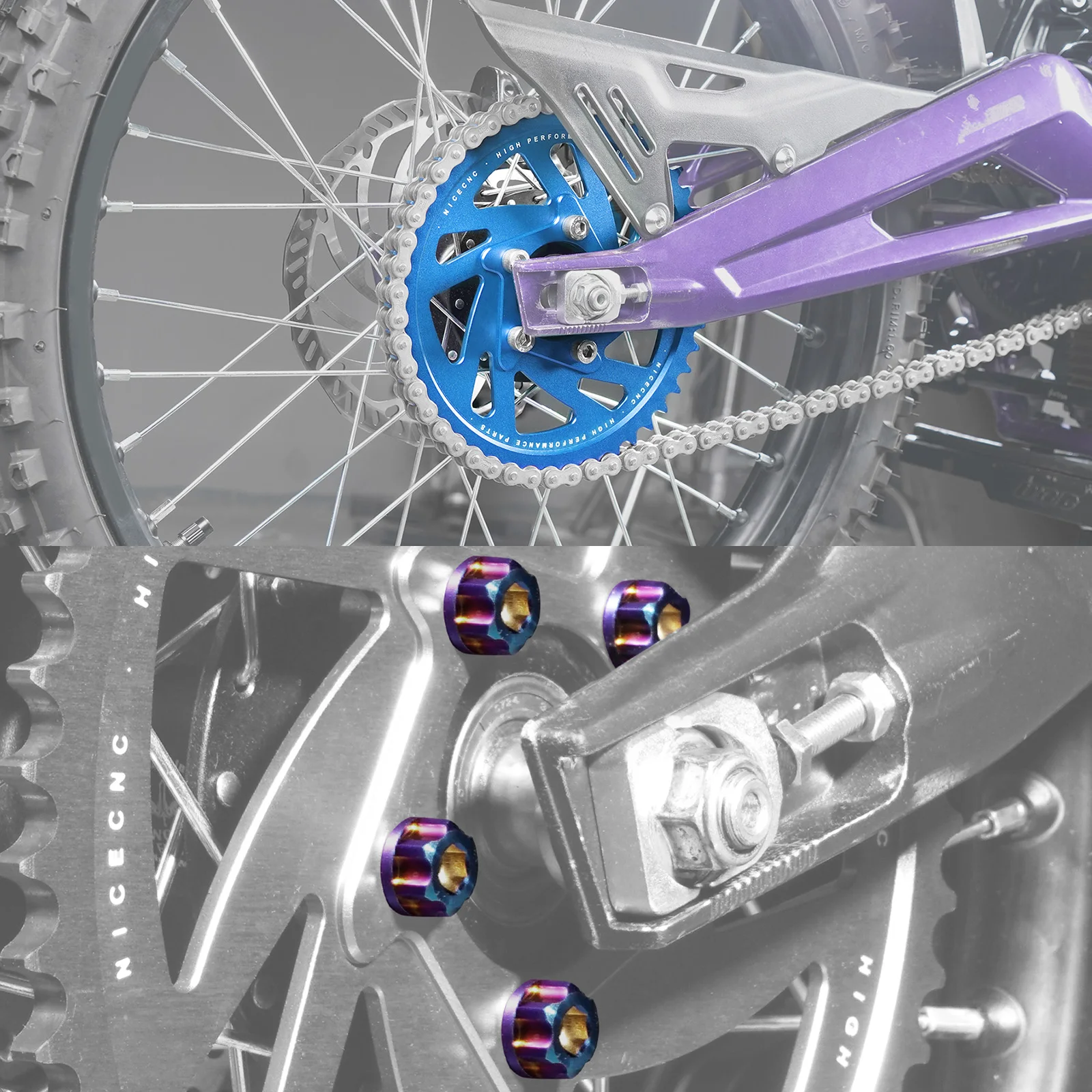 NICECNC 48T ضرس خلفي ومسامير ضرس خلفي لـ Surron light bee X light bee S L1E Segway X160 Segway X260 Sur-ron جزء الدراجة