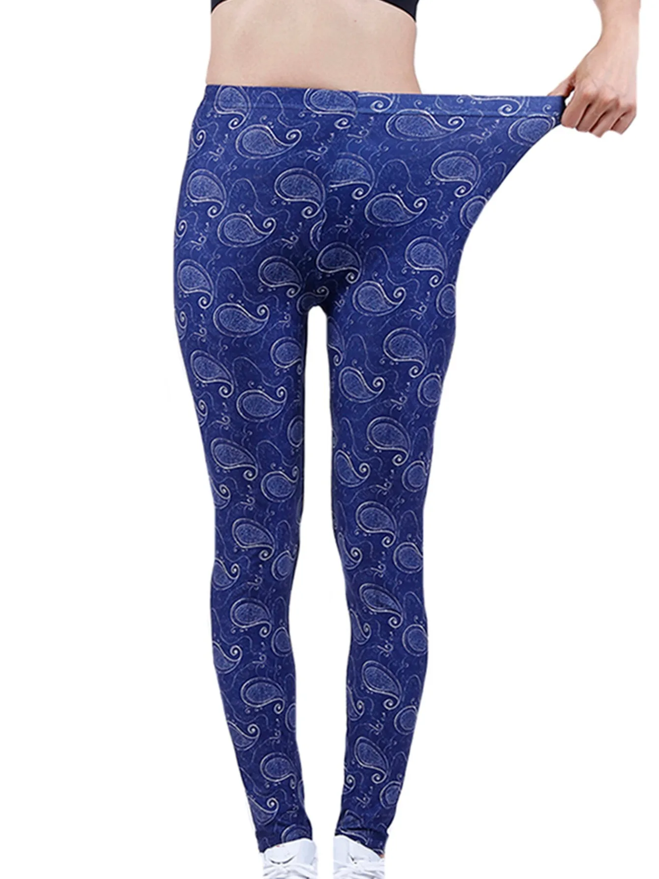 Lrregular Plant Print Women's Leggings Casual Sports Leggings Fitness Training Yoga Pants High Stretch Cropped Pants