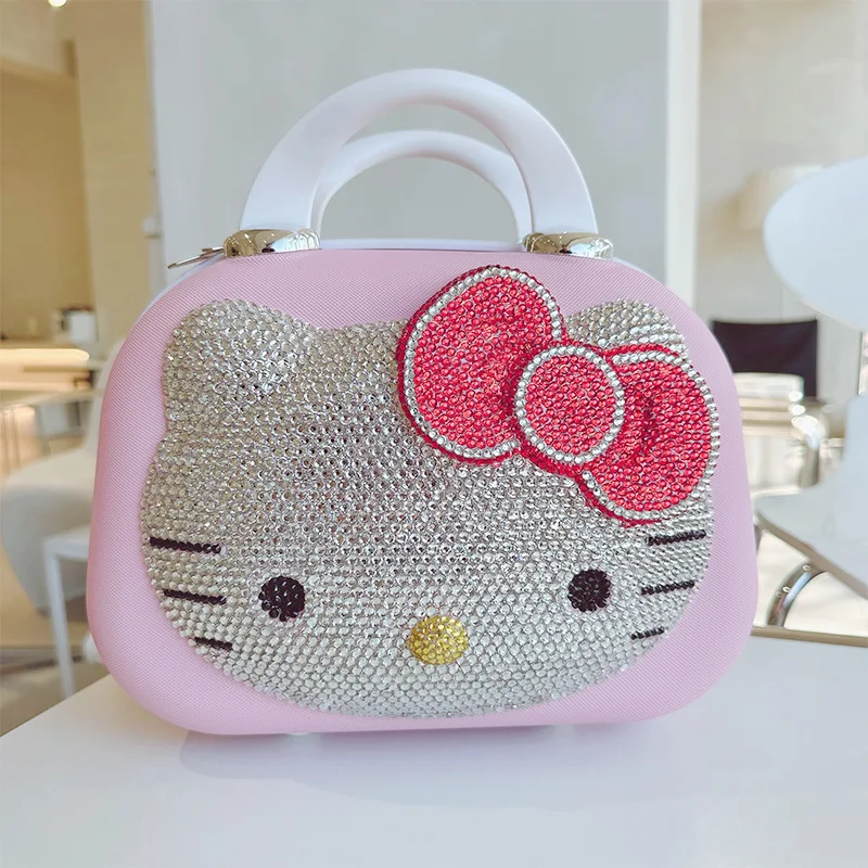 

Hello Kitty Exquisite Water Diamond Suitcase Cartoon Cosmetic Case Large-capacity Multi-functional Travel Case Birthday Gift