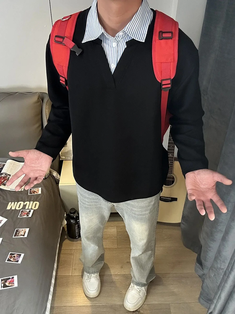 

Мужская толстовка с воротником-стойкой и длинными рукавами, осенне-зимняя, утепленная, повседневная, свободного кроя, молодежная, трендовая, модная