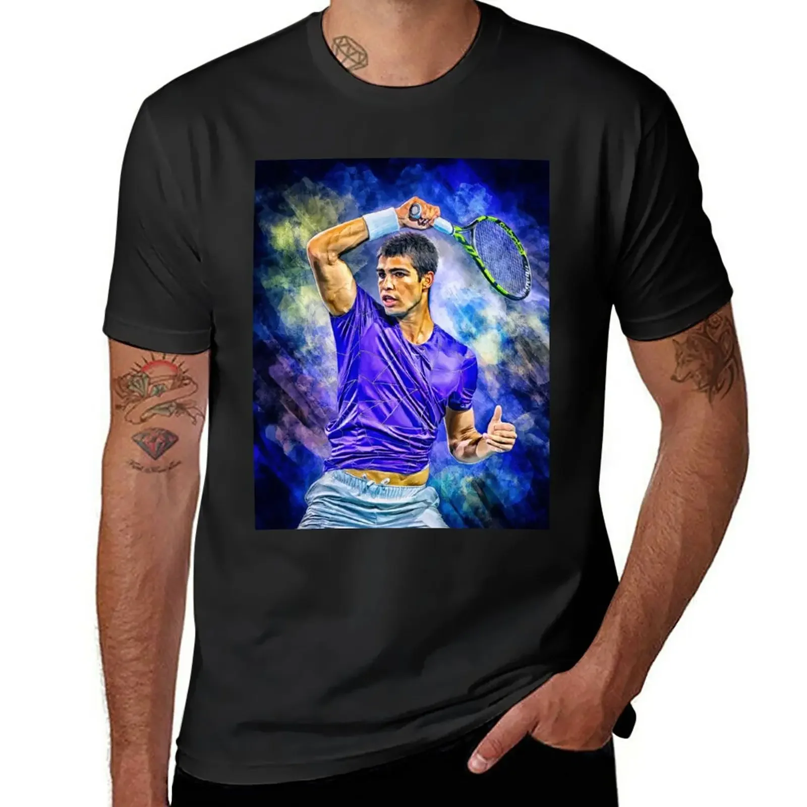 2024 Digital Artwork Print Poster.Tennis Fan Art Gift T-Shirt New Carlos Alcaraz of Spain Plays Forehand. Miami Harajuku Graphic