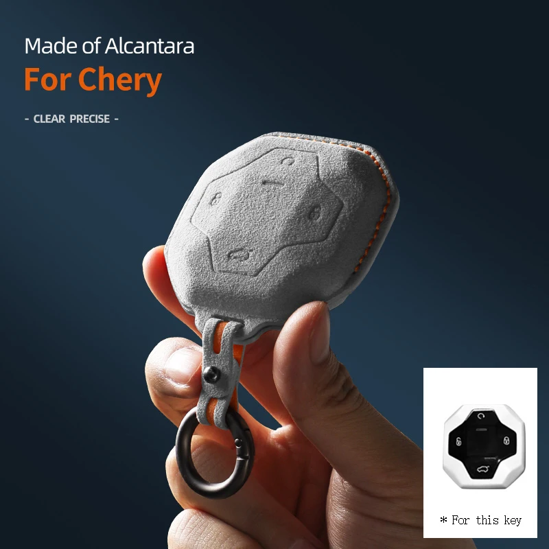 Car Smart Remote Key Case For Chery Jetour Traveler 2023 2024  Keychain Cover Alcantara Suede Shell Protector Accessories